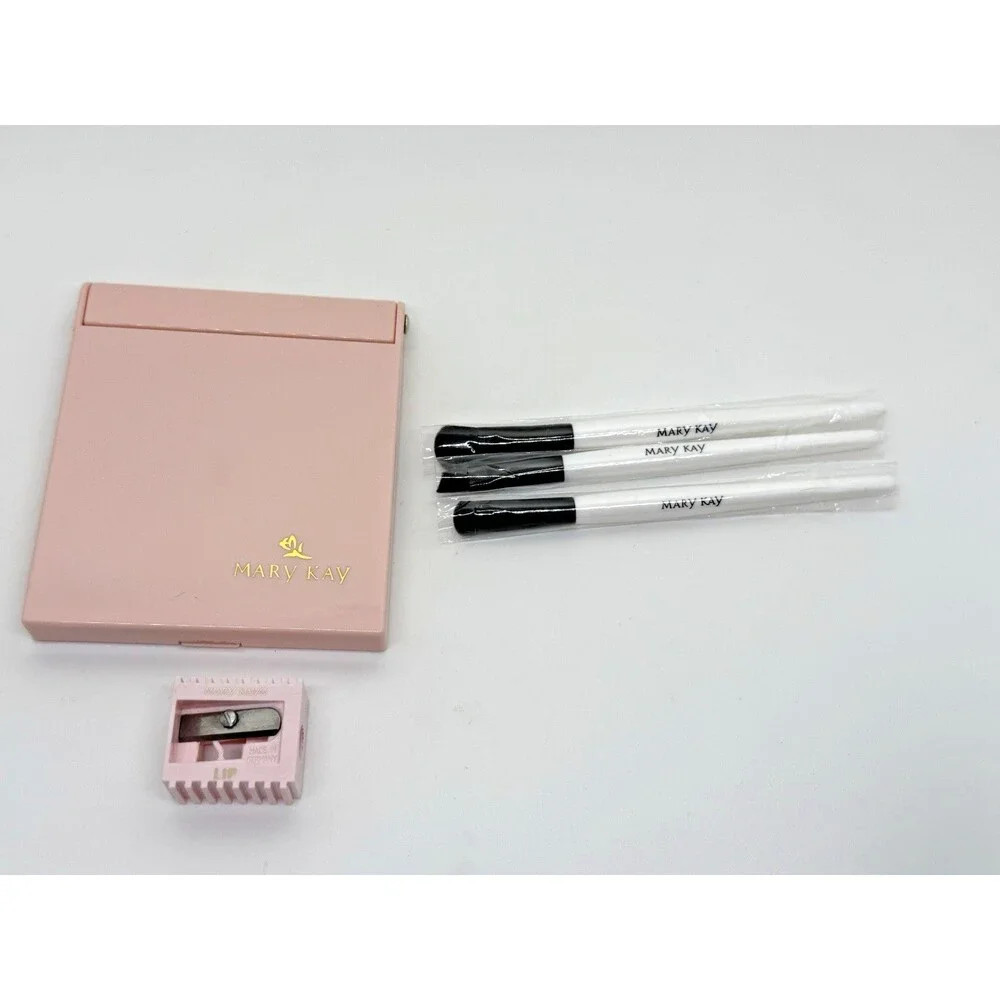 Mary Kay Makeup Brush Set Eyeshadow Eyeliner Smudge Mirror Sharpener 5 Pieces
